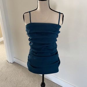 Express Teal Ruched Tank with Spaghetti Straps